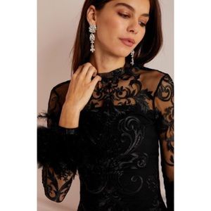 lipsy embroidered lace feather dress